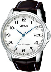 Lorus RS985AX9 herenhorloge Datum | Bruin leder