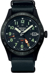 SSK025K1 | Seiko 5 Sports GMT automaat horloge | Zwart Leder